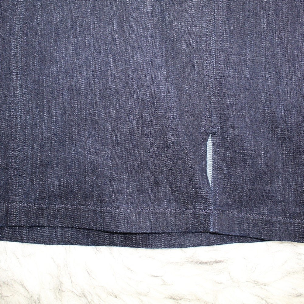 SOLD Express Strapless Front Slit Blue Denim Dress - Picture 4 of 8